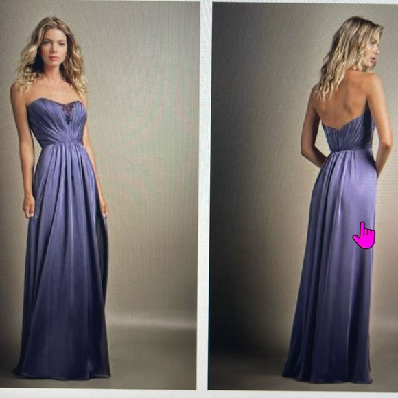 NEW!! L194013 Long Sweetheart Strapless Tiffany Chiffon Bridesmaid 2 Available - Picture 1 of 10